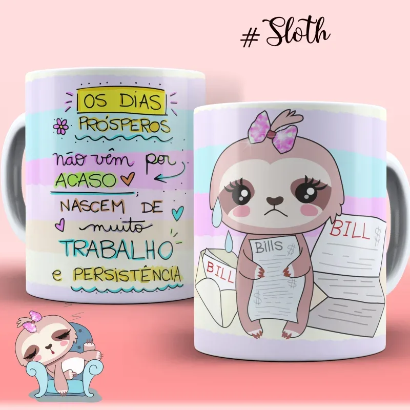 Canecas de Porcelana Personalizadas Preguiçinha Motiva - Estampa Sublimada-gallery