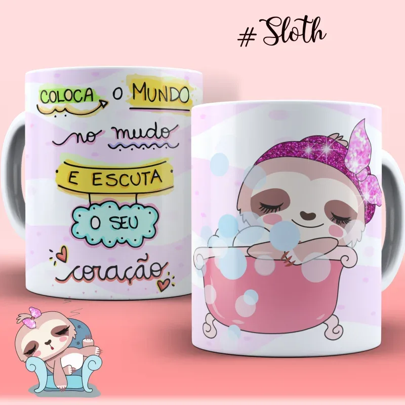 Canecas de Porcelana Personalizadas Preguiçinha Motiva - Estampa Sublimada-gallery