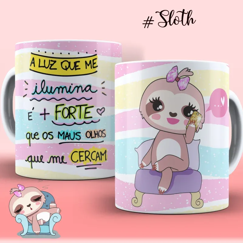 Canecas de Porcelana Personalizadas Preguiçinha Motiva - Estampa Sublimada-gallery