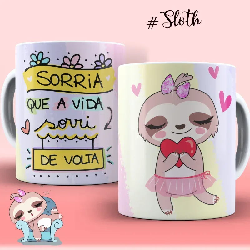 Canecas de Porcelana Personalizadas Preguiçinha Motiva - Estampa Sublimada-gallery