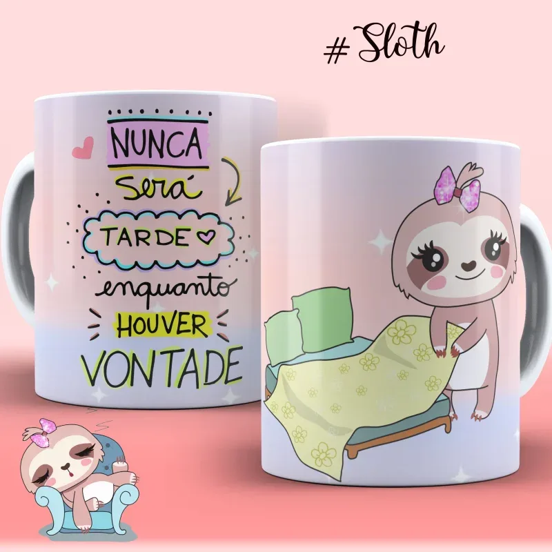 Canecas de Porcelana Personalizadas Preguiçinha Motiva - Estampa Sublimada-gallery