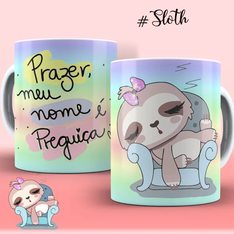 Canecas de Porcelana Personalizadas Preguiçinha Motiva - Estampa Sublimada-gallery