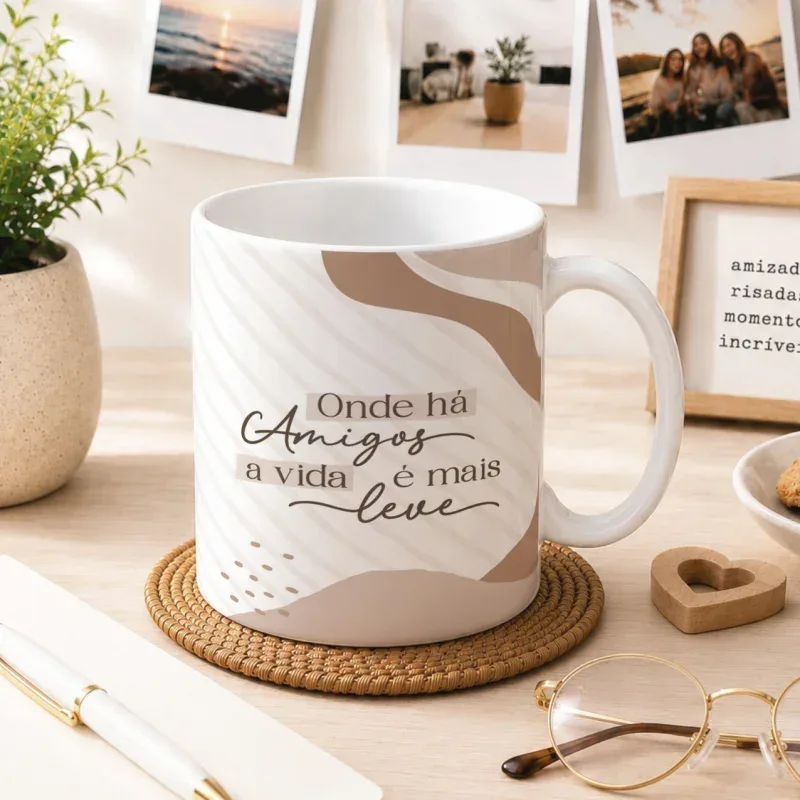 Caneca Amigos – Onde há amigos a vida é
