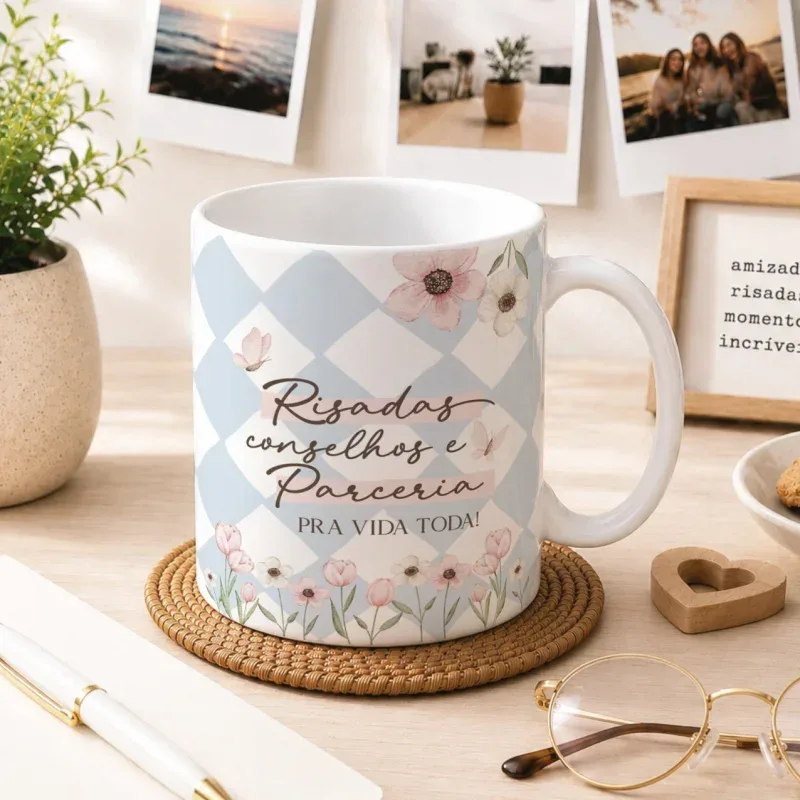 Caneca Amigos Risadas, Conselhos e Parceria