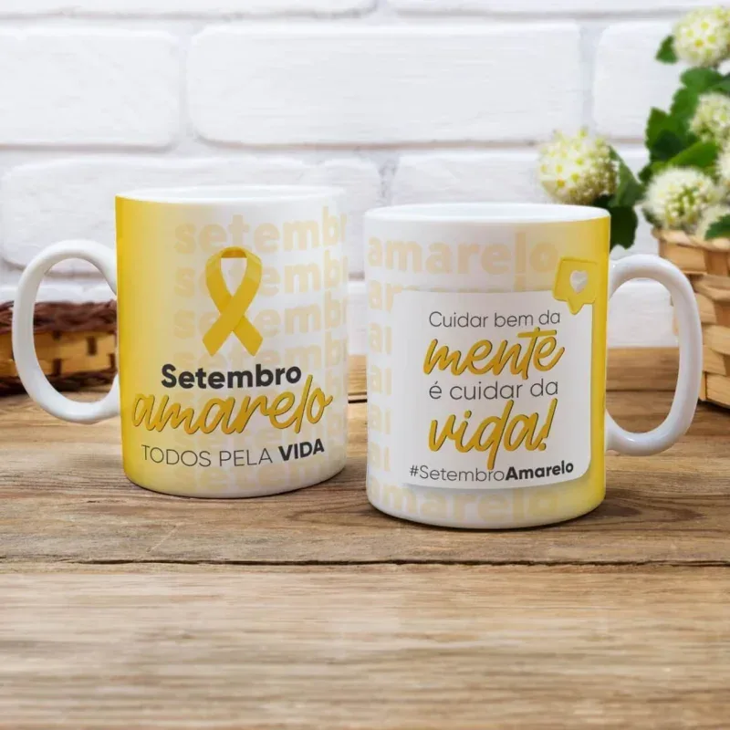 Caneca Setembro Amarelo Cuidar da mente é